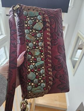 Kurtmen Tooled Leather Embellished Clutch